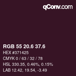 カラーコード: RGB 55 20.6 37.6 | qconv.com