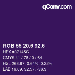 カラーコード: RGB 55 20.6 92.6 | qconv.com