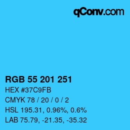 Color code: RGB 55 201 251 | qconv.com