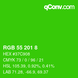 Color code: RGB 55 201 8 | qconv.com