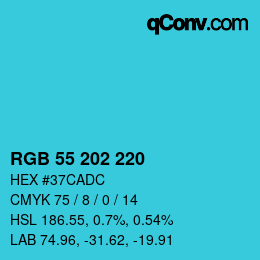 Color code: RGB 55 202 220 | qconv.com