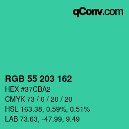Color code: RGB 55 203 162 | qconv.com