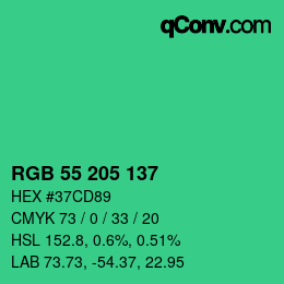 Color code: RGB 55 205 137 | qconv.com