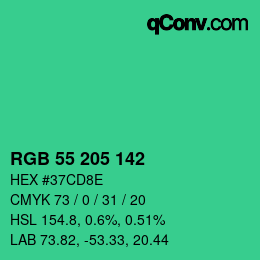 Color code: RGB 55 205 142 | qconv.com