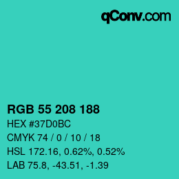 Color code: RGB 55 208 188 | qconv.com