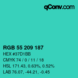 Color code: RGB 55 209 187 | qconv.com