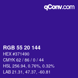 カラーコード: RGB 55 20 144 | qconv.com