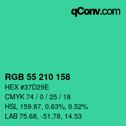 Color code: RGB 55 210 158 | qconv.com