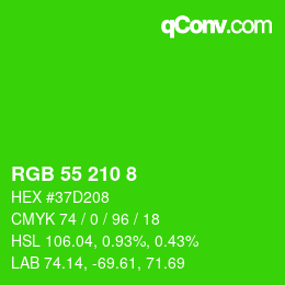 Color code: RGB 55 210 8 | qconv.com