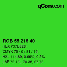 Color code: RGB 55 216 40 | qconv.com