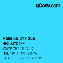 Color code: RGB 55 217 255 | qconv.com