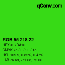 Farbcode: RGB 55 218 22 | qconv.com
