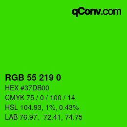 Color code: RGB 55 219 0 | qconv.com