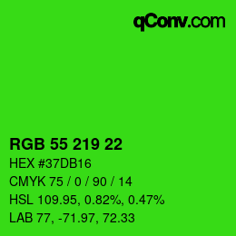 Color code: RGB 55 219 22 | qconv.com