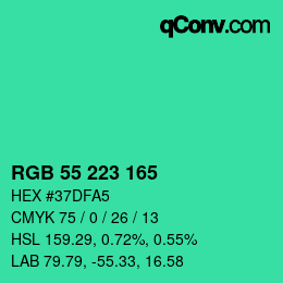 カラーコード: RGB 55 223 165 | qconv.com