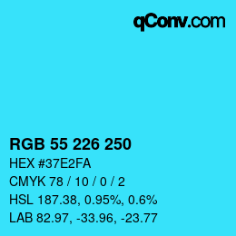 Color code: RGB 55 226 250 | qconv.com