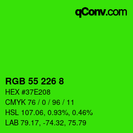 Color code: RGB 55 226 8 | qconv.com