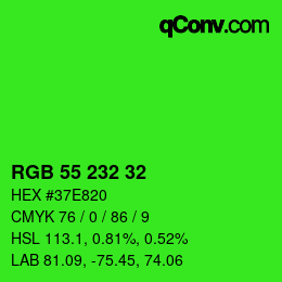 Color code: RGB 55 232 32 | qconv.com
