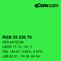 Color code: RGB 55 236 70 | qconv.com