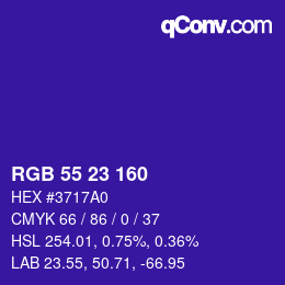 Color code: RGB 55 23 160 | qconv.com