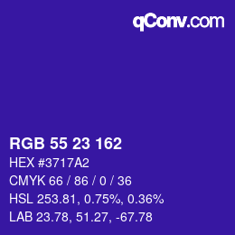 Color code: RGB 55 23 162 | qconv.com