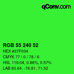 Color code: RGB 55 240 52 | qconv.com