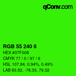 Color code: RGB 55 240 8 | qconv.com