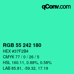 Color code: RGB 55 242 180 | qconv.com