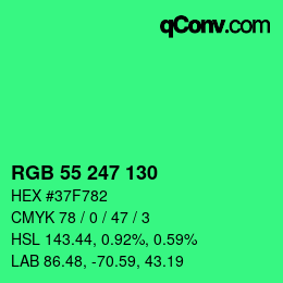 Color code: RGB 55 247 130 | qconv.com