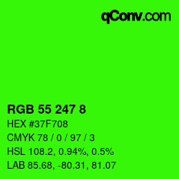 Color code: RGB 55 247 8 | qconv.com