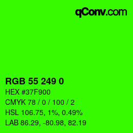 Color code: RGB 55 249 0 | qconv.com