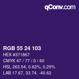 Color code: RGB 55 24 103 | qconv.com