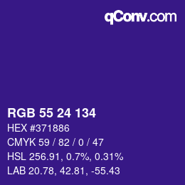 Color code: RGB 55 24 134 | qconv.com