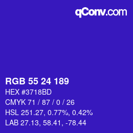 カラーコード: RGB 55 24 189 | qconv.com