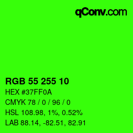 Color code: RGB 55 255 10 | qconv.com