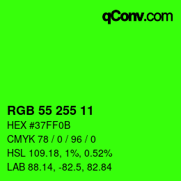 Color code: RGB 55 255 11 | qconv.com