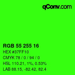 Color code: RGB 55 255 16 | qconv.com
