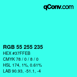 Farbcode: RGB 55 255 235 | qconv.com