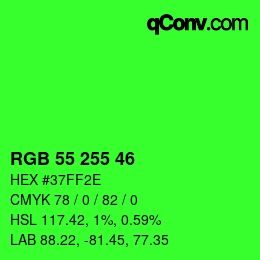 Color code: RGB 55 255 46 | qconv.com