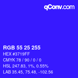 Color code: RGB 55 25 255 | qconv.com