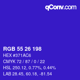 Color code: RGB 55 26 198 | qconv.com