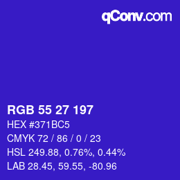 Color code: RGB 55 27 197 | qconv.com