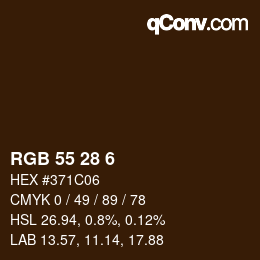 颜色代码: RGB 55 28 6 | qconv.com