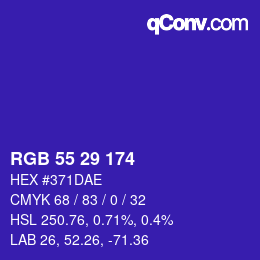 Color code: RGB 55 29 174 | qconv.com