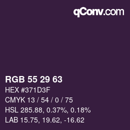 Farbcode: RGB 55 29 63 | qconv.com