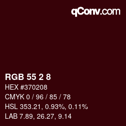 カラーコード: RGB 55 2 8 | qconv.com