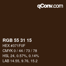 Color code: RGB 55 31 15 | qconv.com