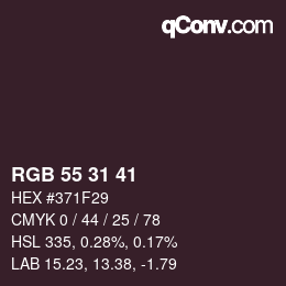 Color code: RGB 55 31 41 | qconv.com