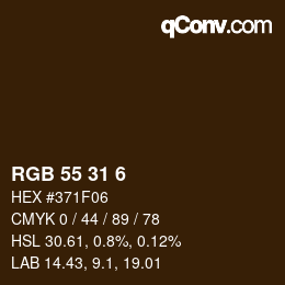 Código de color: RGB 55 31 6 | qconv.com