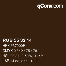 Color code: RGB 55 32 14 | qconv.com
